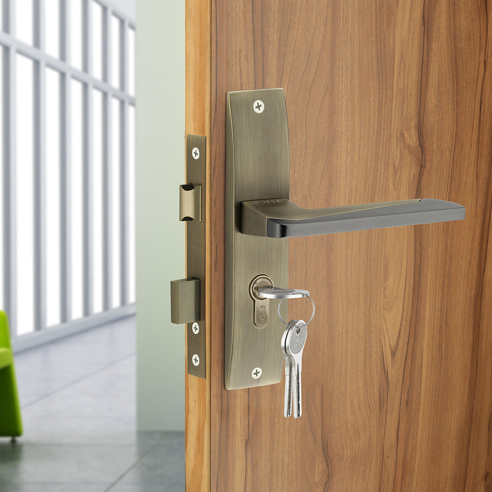 IPSA Lilac Iris Handle Series on 8" Plate CYS Lockset with 60mm Both Side Key - Matte Antique Finish MAB